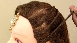 Maang Tikka Hairstyle  Beautiful Hairstyle For Occasion And Function [upl. by Creath]