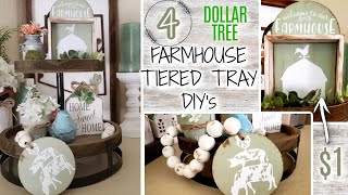 4 FARMHOUSE TIERED TRAY DECOR DIYs  Dollar Tree DIYs  Farmhouse Home Decor [upl. by Drof]