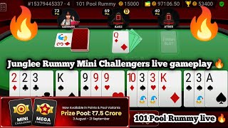 Junglee Rummy Mini challenger Live Gameplay 🔥 [upl. by Flem]