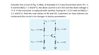 Consider the circuit of Fig 524a In Example 55 it was found that when Vt  1 V and kn’WL [upl. by Zurkow]