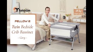 Teknum FELLOW 2 Twin Bedside Crib Bassinet [upl. by Anneehs]