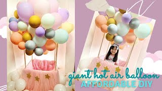 DIY Giant Hot Air Balloon for Christening and Birthday Party Decoration  Affordable DIY Photo Area [upl. by Nemrac]