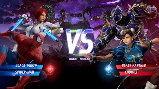 Marvel vs Capcom Infinite  SpiderMan amp Black Widow vs ChunLi amp Black Panther Hard AI MvC [upl. by Nairdna]