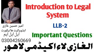 Introduction to Legal System LLB Part 2 Important Questions [upl. by Hotze]