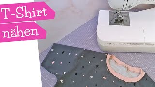 Das erste TShirt nähen mit der Nähmaschine  Nähanleitung für Anfänger  Nähen lernen mit mommymade [upl. by Foley]