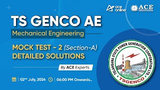 TS GENCO AE Mechanical Engineering Exam  Mock Test2 SectionA Detailed Solutions  ACE Online [upl. by Kiah814]