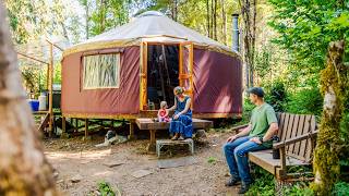 Living Off Grid in a Yurt Our Familys Tiny Home amp Homestead [upl. by Akoyin911]