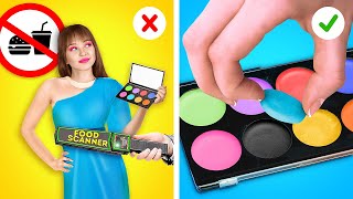 CRAZY WAYS TO SNEAK FOOD ANYWHERE YOU GO  Cool Hacks to Sneak Makeup and Candies by 123 GO [upl. by Eugaet]