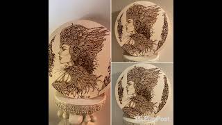 Pyrography drawing portrait Viking Queen [upl. by Entruoc]