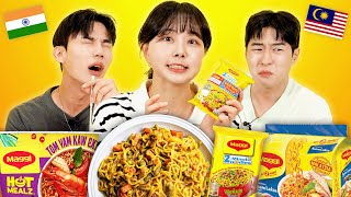 Koreans Try Indian amp Malaysian Maggi For The First Time  KATCHUP [upl. by Runkel]