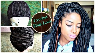 How to Install quotNatural Lookingquot Crochet Faux Locs on Braided Cap [upl. by Nevet]