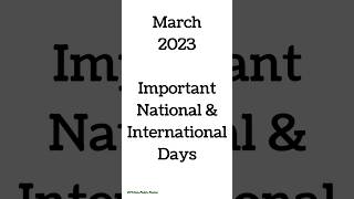 March 2023 Full List of important National and International Days  Special days in March 2023 [upl. by Koral]