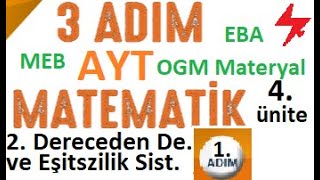 3 ADIM AYT Matematik  2 Dereceden Denklemler Eşitsizlikler ve Sistemler  1 Adım  4 Ünite [upl. by Pals]