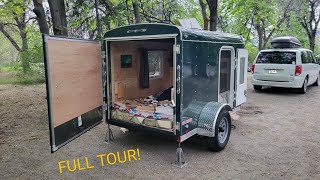 Simple 5x8 Cargo Trailer Camper Conversion for a Family of 4  Full Tour [upl. by Jenkel403]