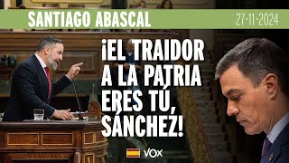 ¡EL TRAIDOR ERES TÚ SÁNCHEZ Espectacular réplica de Abascal a Sánchez en el Congreso [upl. by Alyekahs]