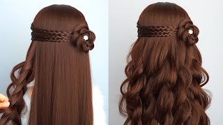 Easy And Unique Hairstyle For Wedding And Prom  Waterfall Braid Half Up Half Down [upl. by Noinatrad305]