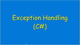 Exception Handling C [upl. by Day130]