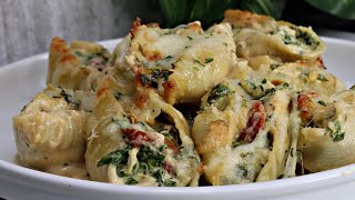 Cajun Chicken Alfredo Stuffed Pasta Shells  How To Make Spinach Stuffed Shells Alfredo [upl. by Eirek]