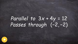 Write the equation of a parallel line using point slope form [upl. by Akiehsat702]