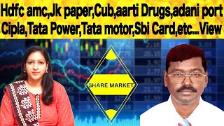 Hdfc amcJk paperCubaarti Drugsadani portCiplaTata PowerTata motorSbi CardetcView [upl. by Jamil664]