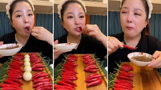 mukbang  Garlic chili eating show  too spicy [upl. by Branch]