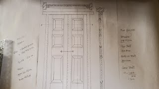 fully panelled door  building drawing 3rd semester [upl. by Odnala]