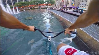 RIDING BMX in NYC WATER FOUNTAINS 2 [upl. by Nagaem764]