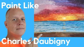 Paint Like Daubigny – preimpressionist sunset over the ocean [upl. by Asle104]