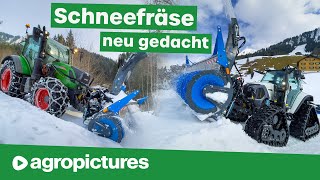 12 Wege Schneefräse von Müller Fahrzeugtechnik mit Lintrac 90 Fendt 313 und Weidemann Radlader [upl. by Adnaval]