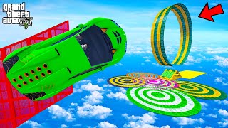 FRANKLIN TRIED MASSIVE RING JUMP MEGA RAMP PARKOUR CHALLENGE GTA 5  SHINCHAN and CHOP [upl. by Larimor]