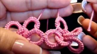 FrivoliteTatting lesson 75 chainmaille [upl. by Idnis]