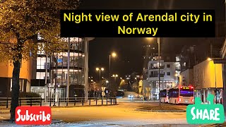 Night View of Arendal city in Norway  Beauty of Arendal city at night time [upl. by Einhpad609]