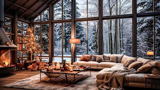 ❄Snowfall in Forest in Living Room with Relaxing Fireplace Sounds  Cozy Ambience for Work and Study [upl. by Rebma]