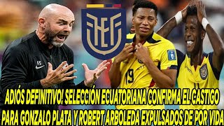 SELECCIÓN ECUATORIANA CONFIRMA CASTIGO PARA GONZALO PLATA Y ROBERT ARBOLEDA EXPULSADOS DE POR VIDA [upl. by Anilrahc527]