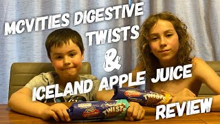 McVities Digestive Twists Biscuits amp Iceland 100 Pressed Apple Juice Review [upl. by Plate]