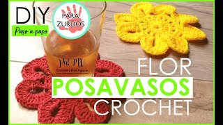 Crochet Zurdos ♥ COMO HACER POSAVASOS GANCHILLO  TUTORIAL [upl. by Kusin]