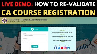 LIVE DEMO HOW TO REVALIDATE YOUR CA REGISTRATION MUST DO BEFORE DEC 2021 CA EXAMS  CA EFFECTS [upl. by Fawcette982]