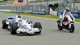 F1 Car vs Bike BMW Sauber F1 vs BMW S 1000 RR [upl. by Simaj]