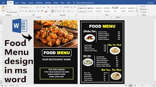 Food Menu design using ms word  Ready to Print  How to make Restaurant Menu Card Design ms word [upl. by Yboj]