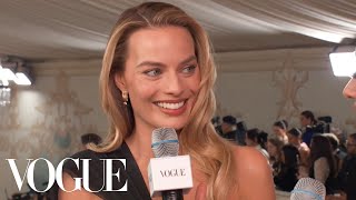 Margot Robbie on Barbie and Wearing the Same Dress as Cindy Crawford  Met Gala 2023  Vogue [upl. by Yves]