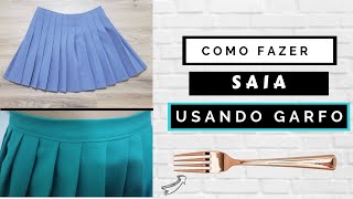 COMO FAZER SAIA DE PREGAS COM GARFO DE COZINHA  Saia colegial super fácil [upl. by Acinor]