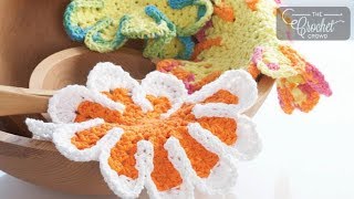 Crochet Flower Dishcloth  EASY  The Crochet Crowd [upl. by Annaeirb]