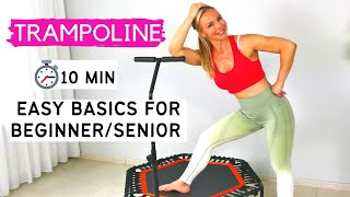 10 minute trampoline workout for beginner  senior rebounding exercises  workout with stability bar [upl. by Brnaby]