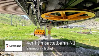 Flimsattelbahn N1 Full Ride Up 🚡 Samnaun Silvretta Ischgl  Samnaun  Built by Garaventa in 1994 [upl. by Ongun]