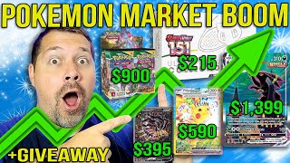 Pokemon Market Boom Pokemon Prices Explode Pokemon Investment  GIVEAWAY [upl. by Lexa]