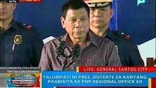 Talumpati ni Pres Duterte sa kanyang pagbisita sa PNP Regional Office XII [upl. by Aisital47]