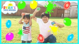 COLOR WATER BALLOONS FIGHT  Outdoors Activities for Kids [upl. by Inama615]