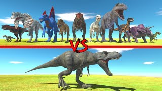 New Trex in Battle with Every Dinosaur  Animal Revolt Battle Simulator [upl. by Sucirdor563]