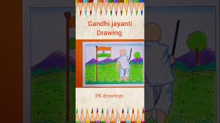 Gandhi jayanti scenery drawing shorts drawing gandhijayanti posterdrawing drawingshorts easy [upl. by Lohner]