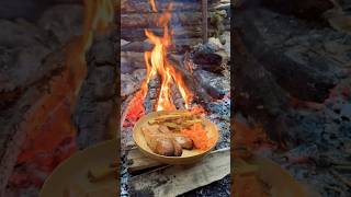 Smoked salmon 🐟🔥💭 salmon cooking bushcraft [upl. by Ardnuhsor]